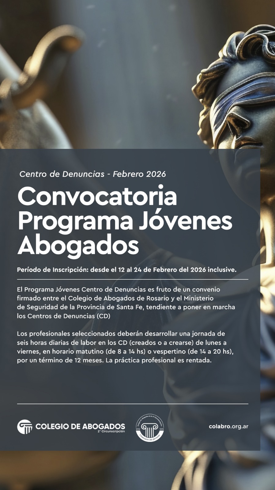 CONVOCATORIA PROGRAMA JOVENES ABOGADOS Centro de Denuncias – Febrero 2026